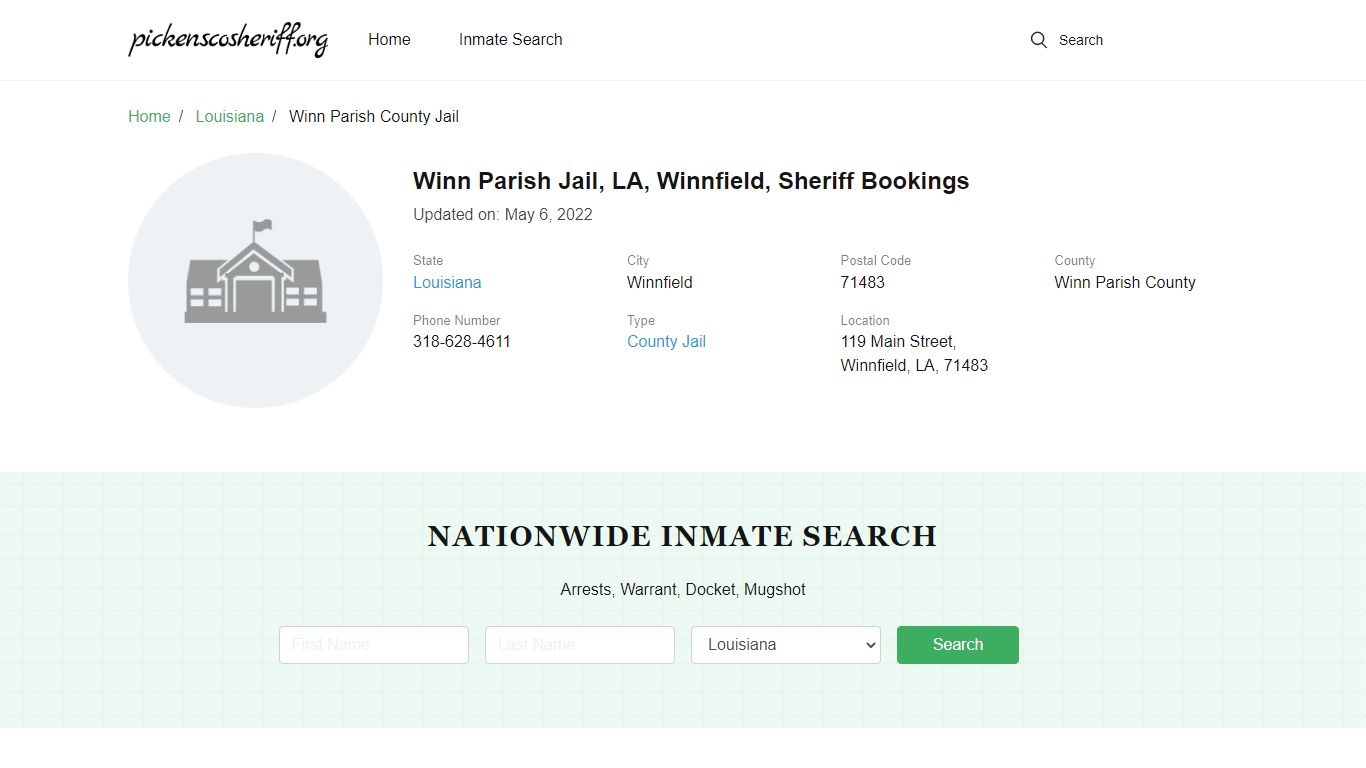 Winn Parish Jail, LA, Winnfield, Sheriff Bookings